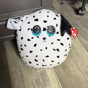 TY Dalmatian Beanie Ballz Plush - White, Black & Blue Eyes